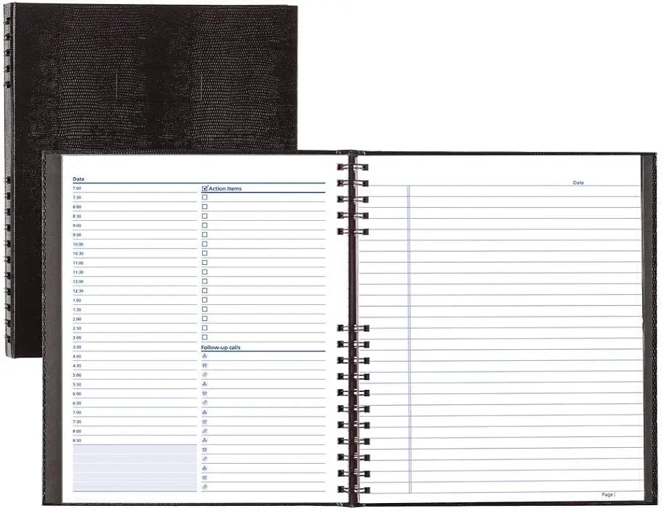 NotePro Undated Daily Planner, Black, 200 Pages,10 3/4 x 8-1/2 Inches