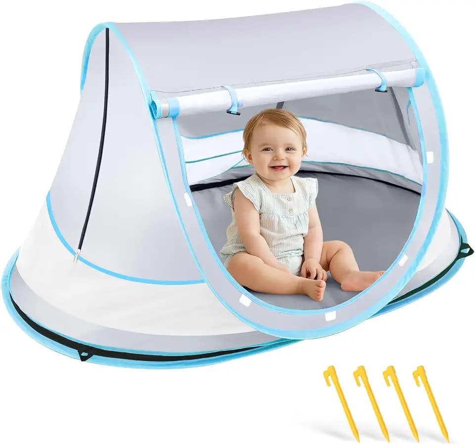 Techip Baby Beach Tent Pop Up Shade for Infants with Carry Bag UPF 50+ Gray