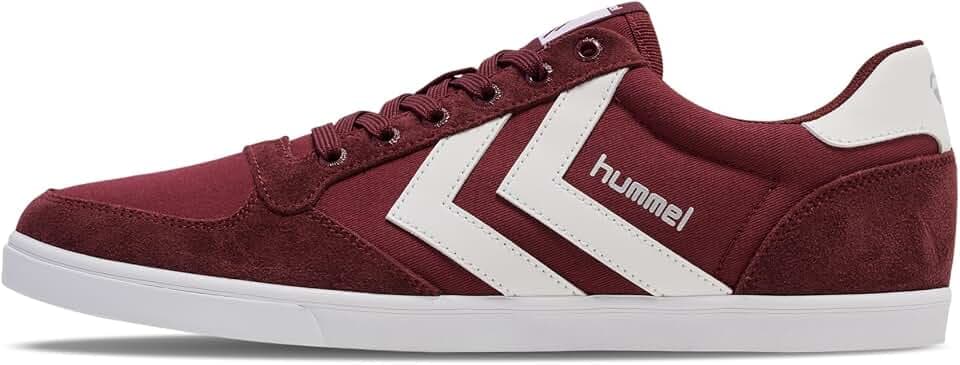 hummel Slimmer Stadil Low Sneaker Damen & Herren - Unisex Schuhe Erwachsene - Freizeitschuhe aus Canvas und Leder - Slim & Low-Cut Design - Normale Schuhweite
