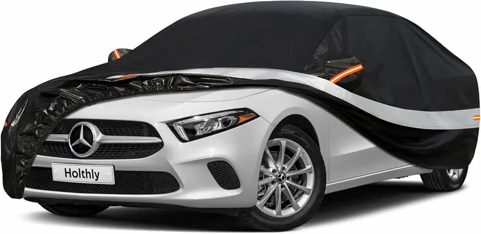 10 Schichten Autoabdeckung 100% Wasserdicht, Auto Abdeckplane für Vollgarage Regen Sonne Staub UV Schutz. Autoplane Passend für Mercedes CLA, BMW 2er, Audi A3 Limousine. Autogarage Schwarz C6