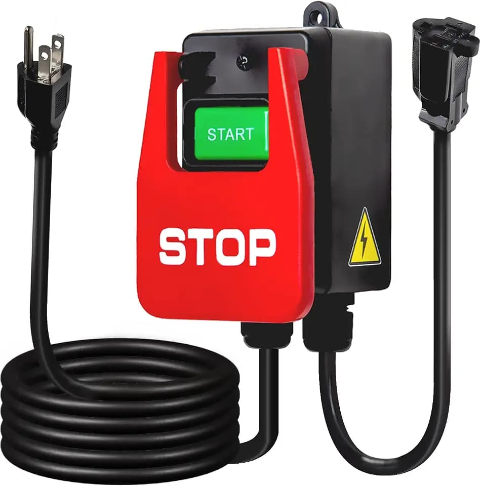 POWERTEC 120V Paddle Switch, 15 Amps at 120 Voltage w/5.5 Ft Power Cord, Large Knee Paddle for Power Tools,Fits Table Saw, Router Table, Drill Press, Bench Saw, Bandsaw (71754)