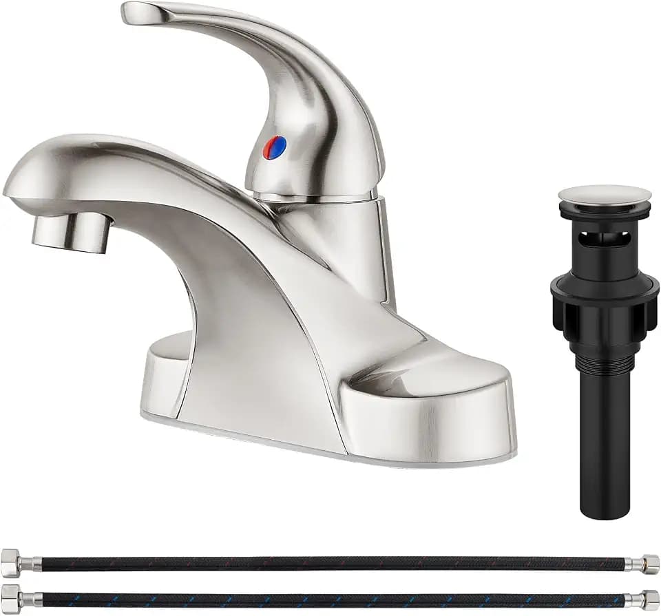 Aolemi Brushed Nickel Bathroom Sink Faucet,Single Handle 4 Inch Centerset