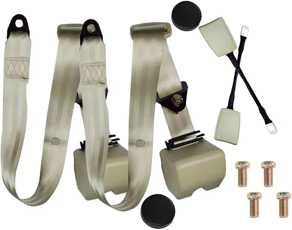 2 Pack 3 pt Pads Adjustable Retractable Straps Cover Universal Replacement Set for Golf Cart Go Kart,Club Golf Cart,Minivan Van,SUV,UTV, VR,Pickup,Truck for Modification Seatbelt Protective Covers Kit