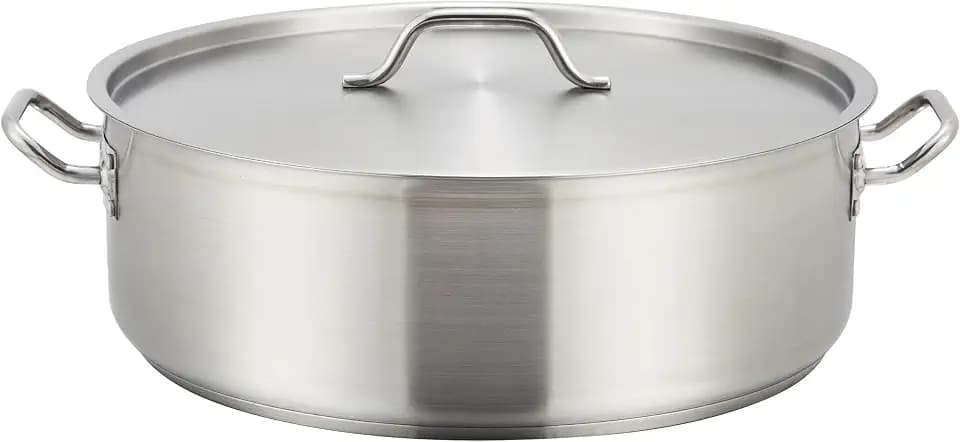 Winco 15 qt Stainless Steel Brazier Pan with Lid