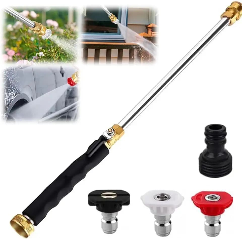 Jet Nozzle Power Washer for Garden Hose – 3 High-Pressure Nozzles, 2026 Upgraded Hydro Jet Wand, Turn Any Hose into a Powerful Pressure Washer for Patio, Car, Outdoor Cleaning (Black)