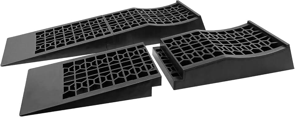 HOXWELL Detachable Low Profile Car Ramps for High Lift and Jack Support, Heavy Duty Car Ramps for Low Cars, Removable Vehicle Ramps for Garage, 15.35''-27.83'' L, 2PCS