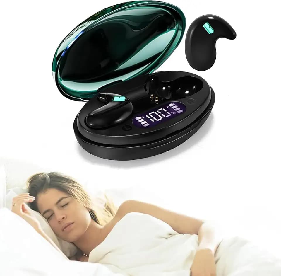 Sleep Earbuds Ultra-Thin Wireless Bluetooth 5.3 Earbuds for Side Sleepers, Noise Blocking Sleep Headphones T16 0729 (Deep Green)