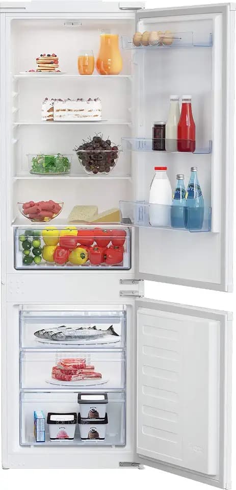 Beko BCSA285K4SN b100 integrierbare Kühl-/Gefrierkombination, 271 l Gesamtrauminhalt, Einbau-Kombination, MinFrost, Schlepptürtechnik, 35 dB, Weiß