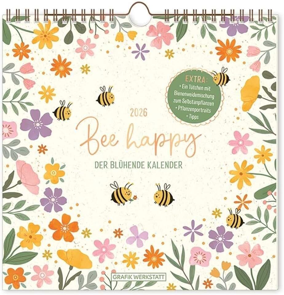 Botanic-Kalender 2026 Bee happy: Wandkalender