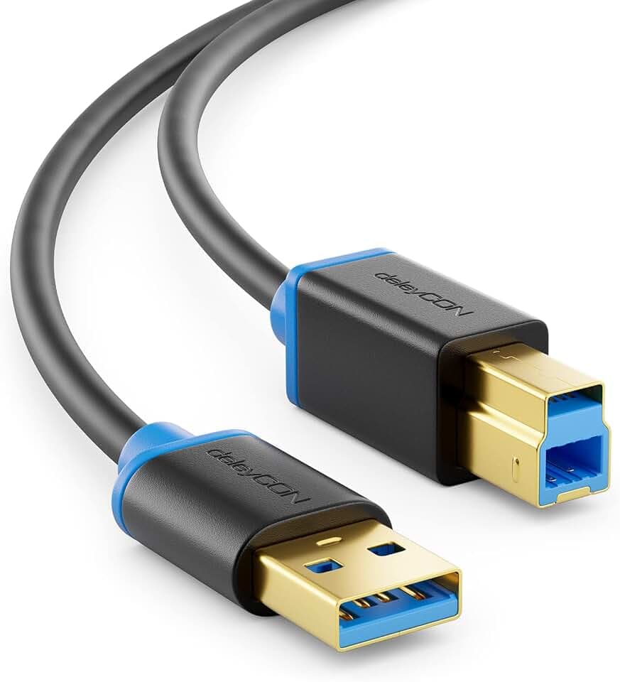 deleyCON 5m USB 3.0 Super Speed Kabel USB-A auf USB-B - Schwarz