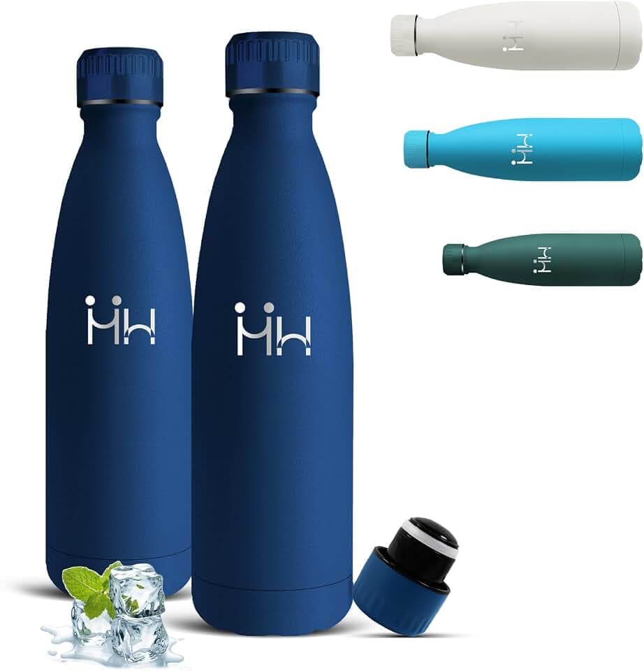 Trinkflasche Edelstahl, 500ml Thermosflasche, Isolierflasche Doppelwandig, Trinkflasche Auslaufsicher, Edelstahl Thermosflasche, BPA-Frei, Wasserflasche für Schule, Reisen, Büro, Sport