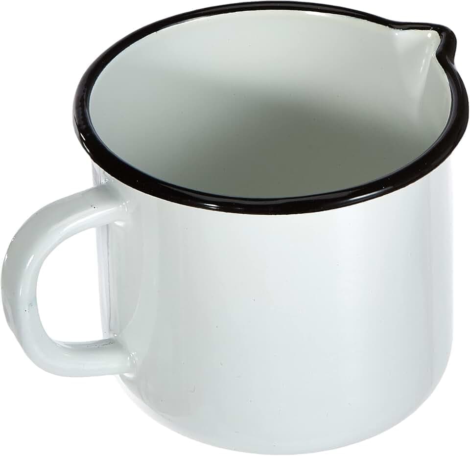 Krüger Emaille Milchtopf Weiß Ø 12 cm (1,0 L) | Induktion | Mit Ausguss