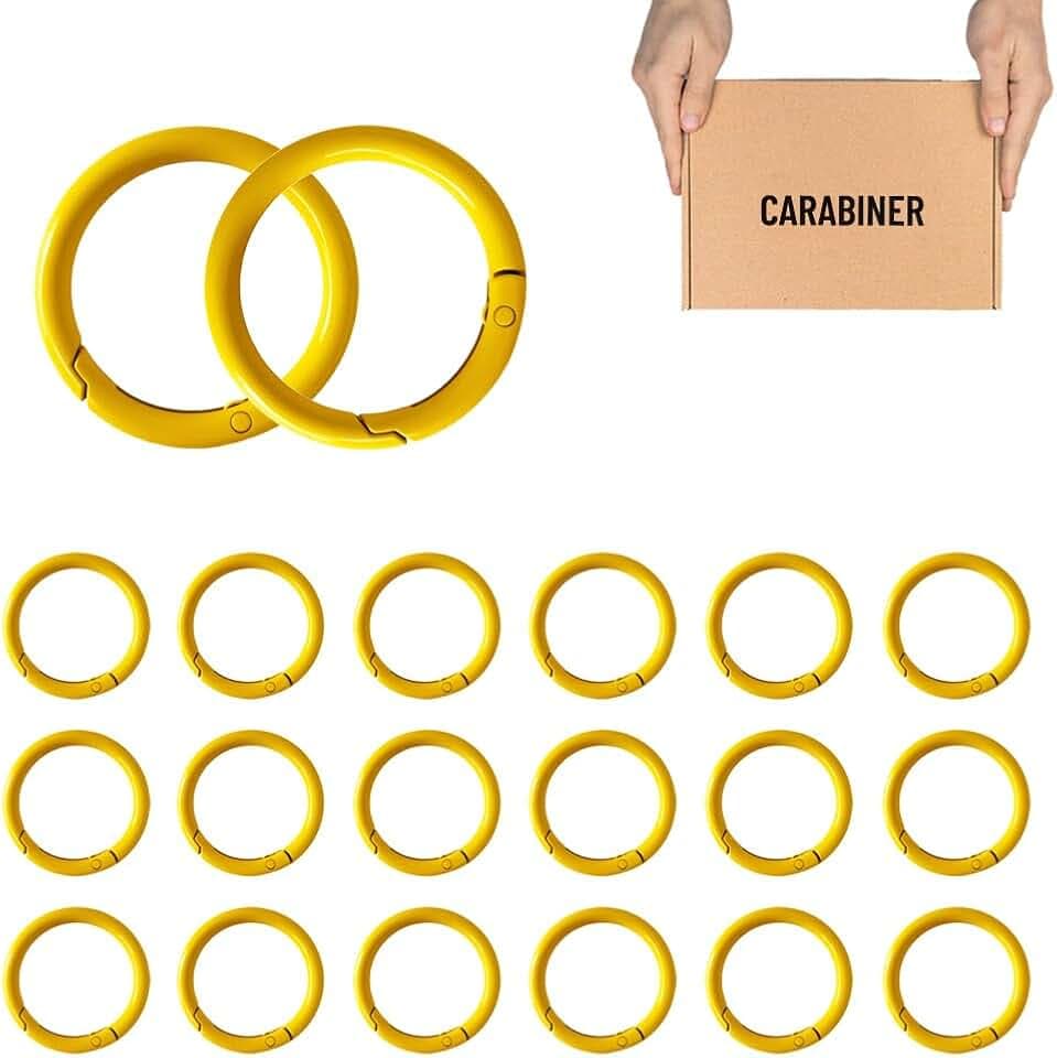20 Stück Karabiner Rund 40 mm Groß Karabinerring Runde Karabiner Ring Gelb Karabinerhaken Rund Schlüsselanhänger Ringe für Tasche DIY Handwerk Zinklegierung(Drahtdurchmesser 4.5mm)