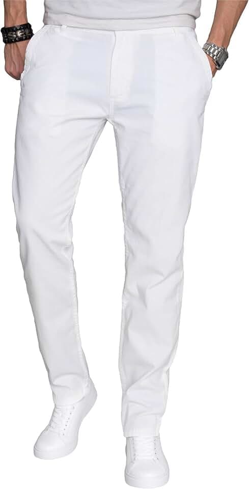 ALESSANDRO SALVARINI Herren Designer Chino Stoff Hose Chinohose Regular Fit AS016