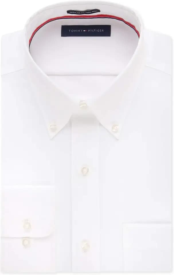 Tommy Hilfiger Men's Non Iron Solid Button Collar Dress Shirt