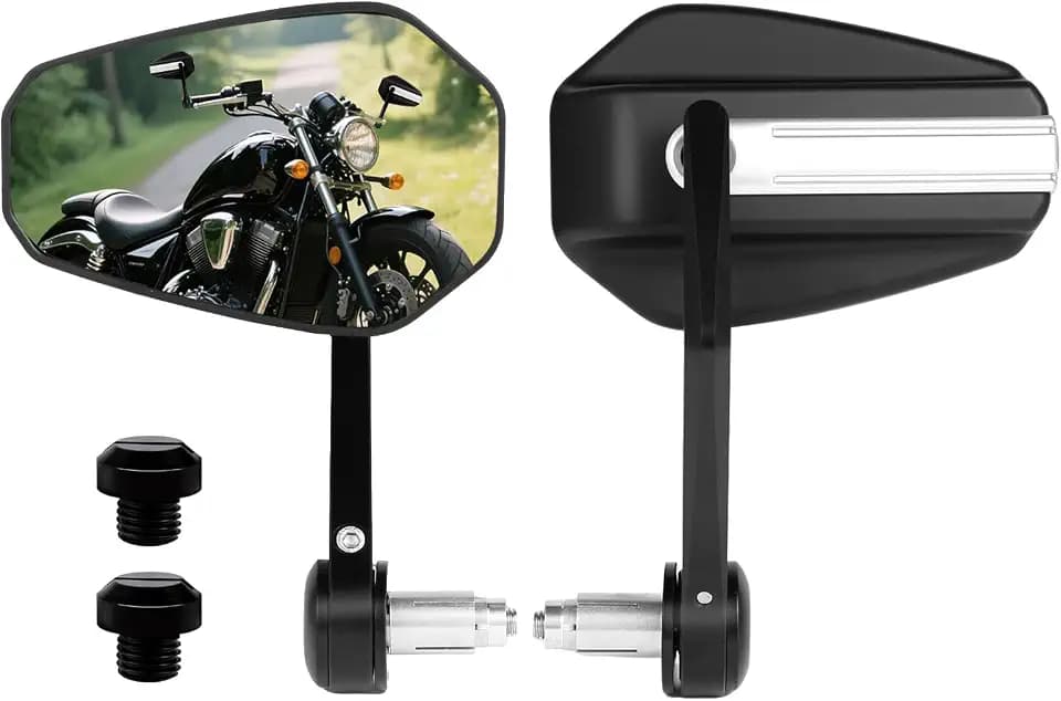 Motorcycle Mirrors for Handlebars - 5" Large 7/8" CNC Bar End Rear View Mirrors with Screw Plugs for Shadow CB500F CB650R Vulcan S Z900 Z650 V-Star 650 MT-07 MT-09 GSX-S750 V-Strom 650 Accessories