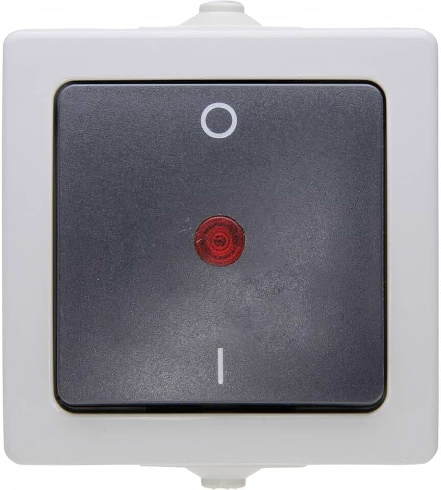 Kopp Nautic Ausschalter, 2-polig, beleuchtet, Aufputz, für Feuchtraum 250V (10A), IP44, 565296007, grau