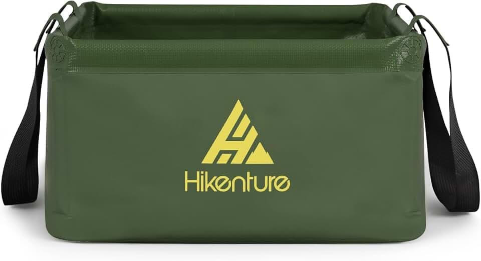 HIKENTURE Outdoor Faltschüssel Faltbarer Eimer Camping Eckig-Dunkelgrün-15L