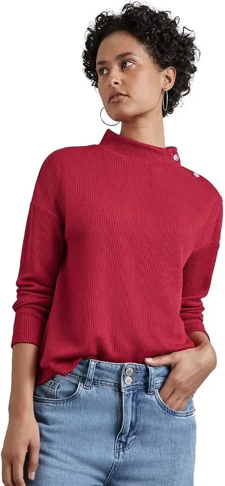 Street One Damen Strukturshirt mit Knöpfen