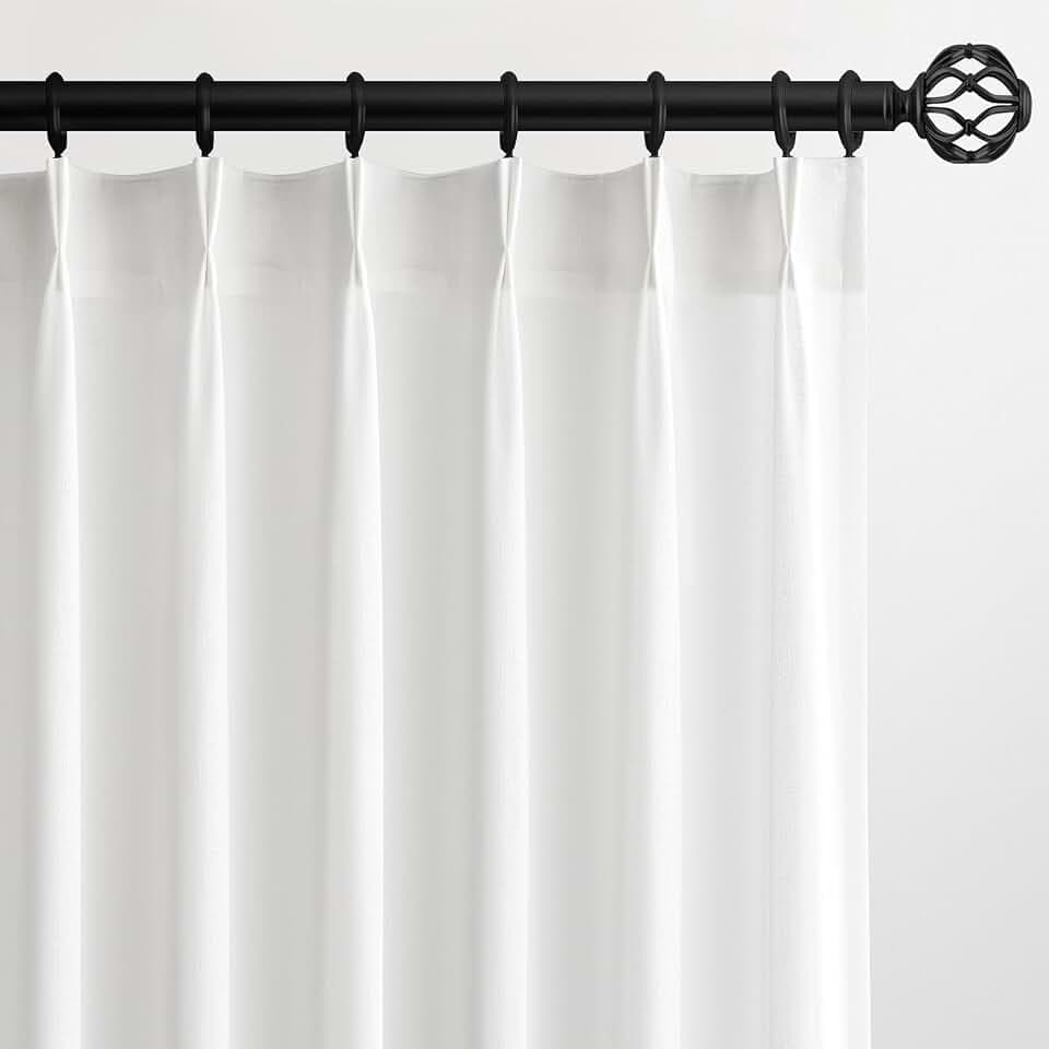 Topfinel Pinch Pleated 63 Inch Curtains 2 Panels for Living Room Cream Linen Curtains 63 Inches Long Pinch Pleat Drapes for Track System Light Filtering Semi Sheer Curtains for Dining Bedroom Office