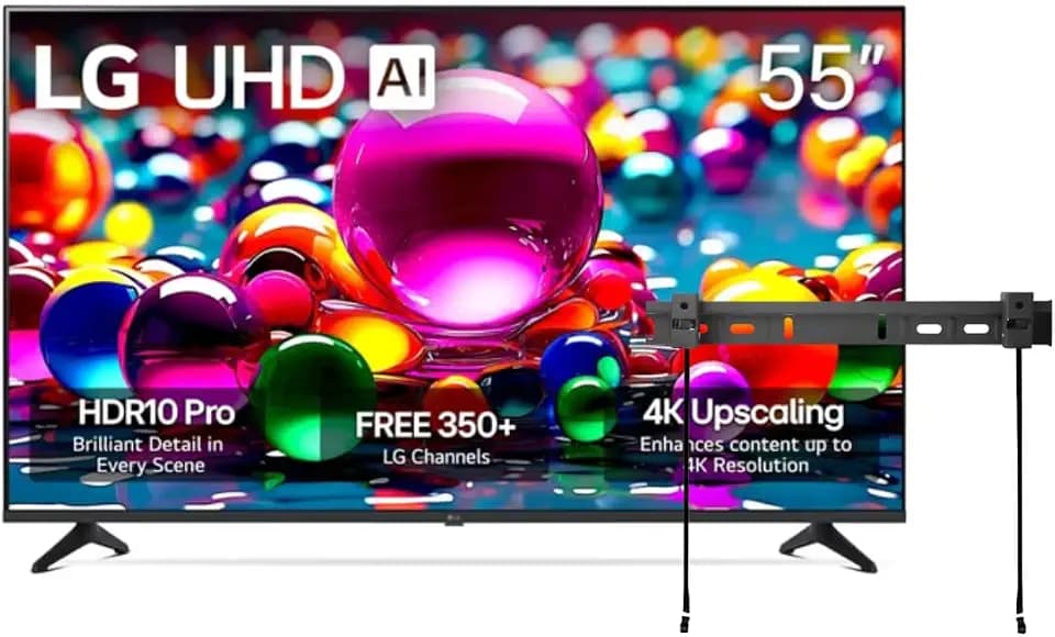 LG 55" Class UA7700 (2025) 4K LED WebOS25 Smart TV - a7 AI Processor 4K Gen8 HDR10 Bluetooth Game Optimizer Compatible Compatible with Alexa & Google Assistant with Wall Mount (Renewed)