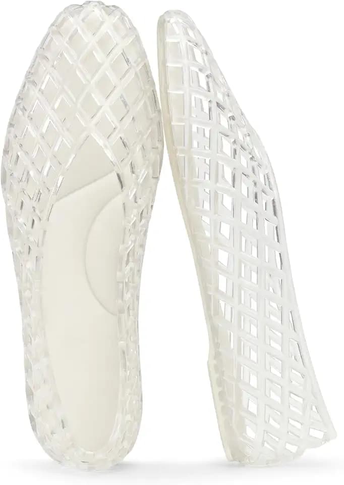 SOVANYOU Jelly Shoes for Women Mesh Ballet Flats Slip On Jelly Sandals