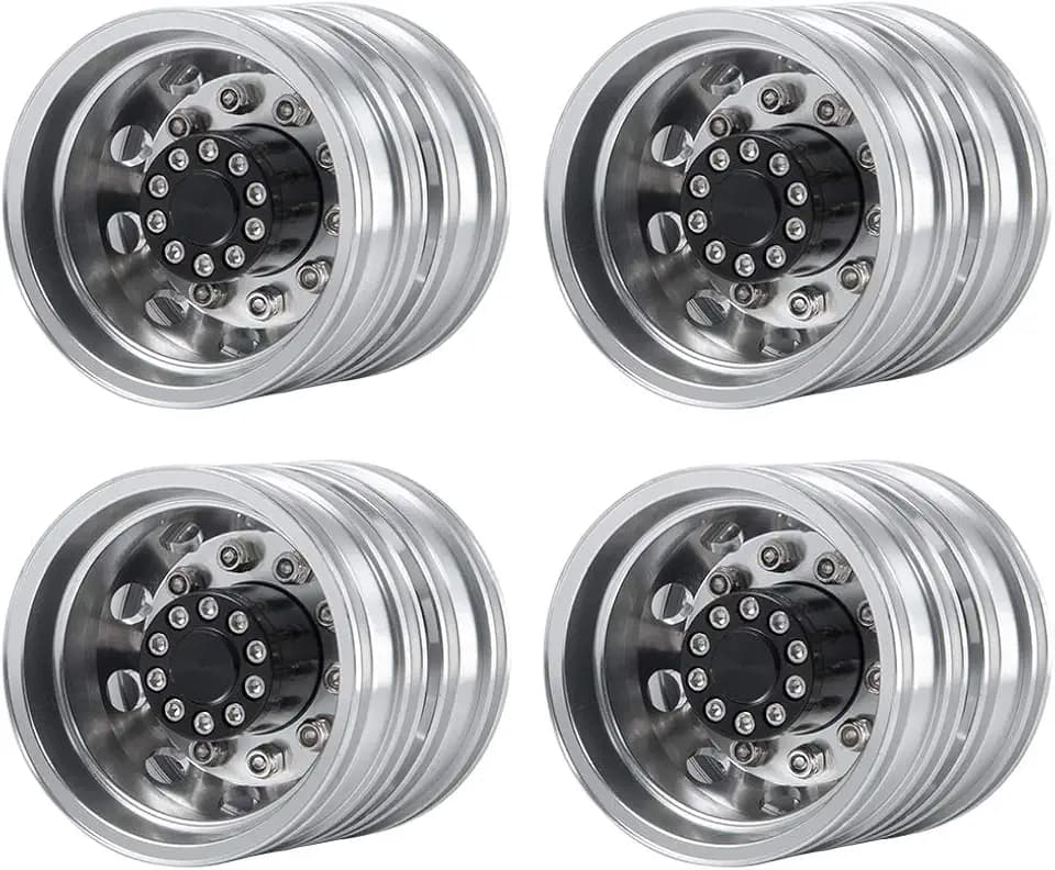 AXspeed 4 Stück Metall Rückseite Radnaben Felgen für 1/14 RC Tamiya Tractor Climbing Trailer