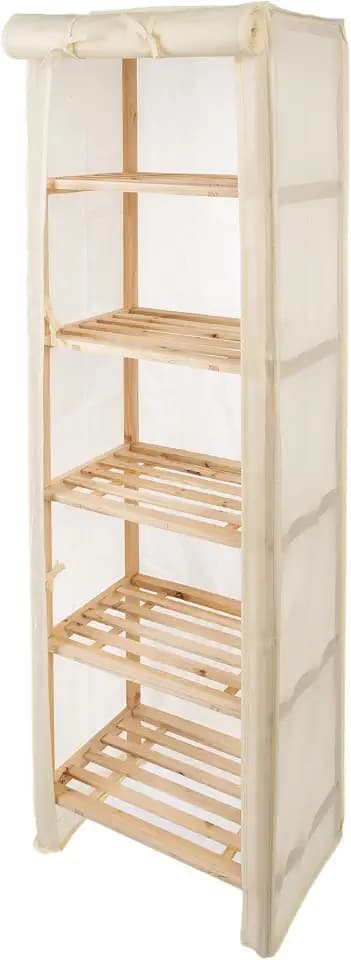 5-Tier Storage Organizer - Wood Shelving Unit for Shoes, Clothing, Toiletries, Towels, and More - Storage Shelves with Removable Cover by Lavish Home