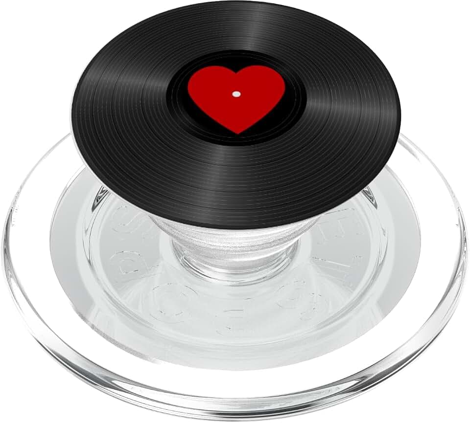Retro Vinyl Record Red Heart Music Lover PopSockets PopGrip for MagSafe