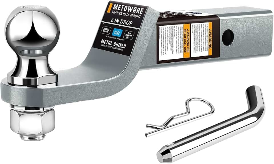 METOWARE Trailer Hitch Ball Mount 2" Drop Fits 2" Receiver, 6000Lbs GTW