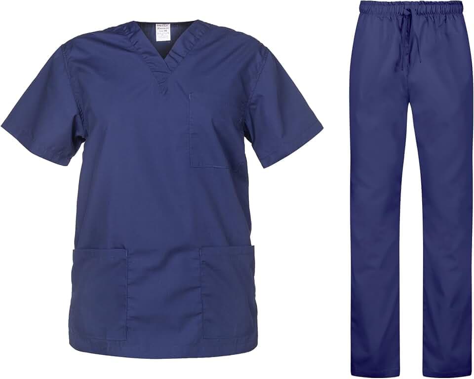 B-well Cesare Unisex-Schrubb-Set Schlupfkasack + Schlupfhose Set Medizin Arzt Uniform Schlupfjacke Oberteil mit Hose Medizinische Berufsbekleidung