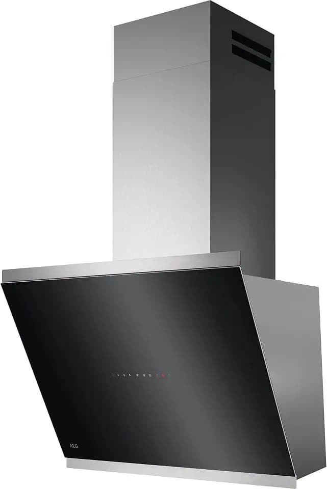 AEG Dunstabzugshaube Serie 7000 mit SilenceTech 60cm – kopffreie Wandhaube mit Glas – Ab- und Umluft – max. 760 m³/h im Abluftbetrieb mit max. 67 dB(A) – Lüftenfunktion – Edelstahl – GV77D61SL