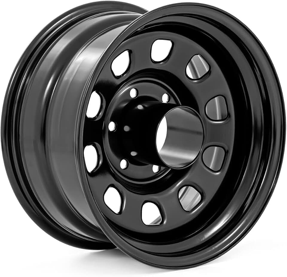Rough Country Black Steel Wheel - 15x10, 6x5.5 Bolt Pattern, 4.25 Bore, -39 Offset, Off-Road Rim for Jeeps, Trucks, SUV