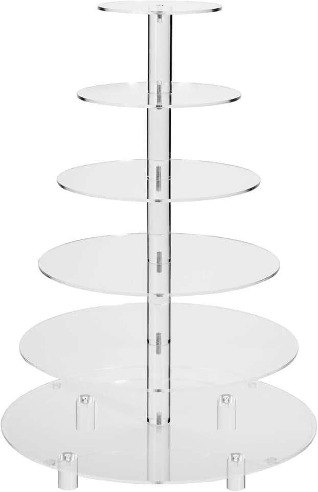 Jusalpha 6 Tier Round Acrylic Cupcake Stand-Cake Stand with Base