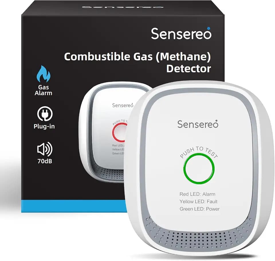 Methangas-Melder zum Einstecken, 70 dB Alarm mit LED und Selbsttest, Hochsensibler Sensor für Erdgas, für den Einsatz im Haushalt und Gewerbe