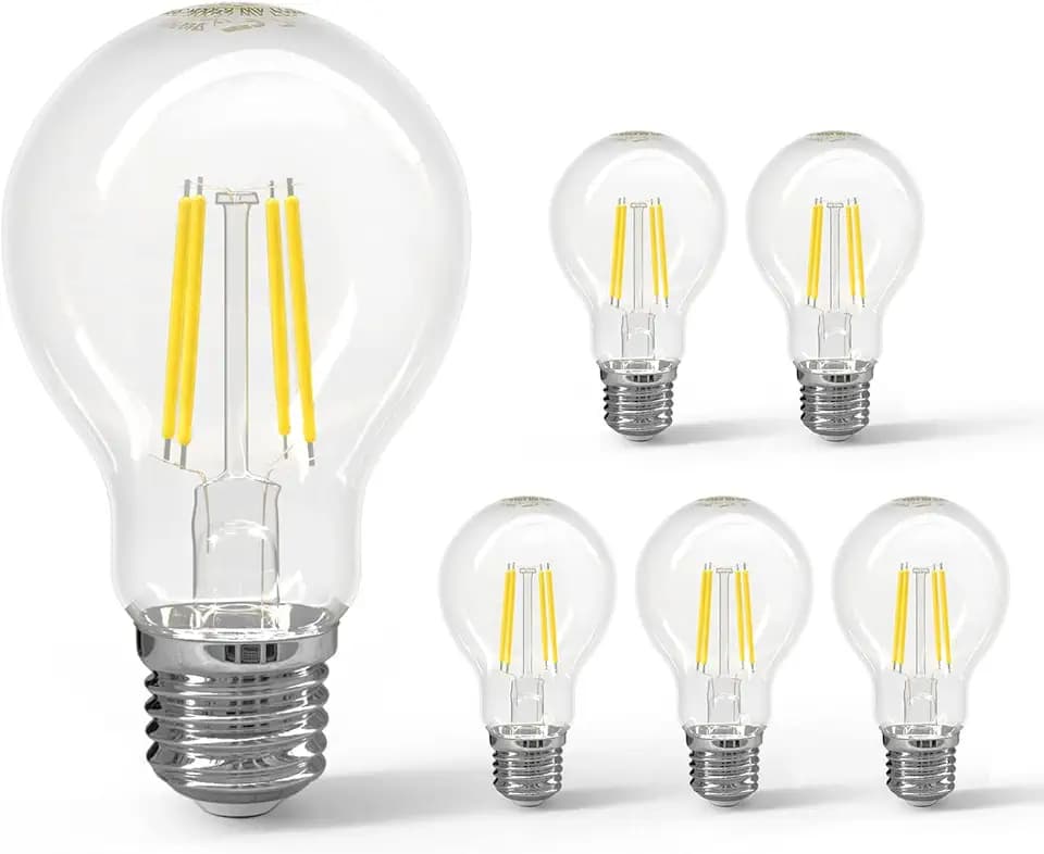 Aigostar LED E27 Vintage Glühbirne 6W (Ersetzt 58W), 780Lm, Kaltweiß 6500K, Abstrahlwinkel 330°, A60 Edison Lampe Filament Retro Transparent Flimmerfrei, 5 Stück