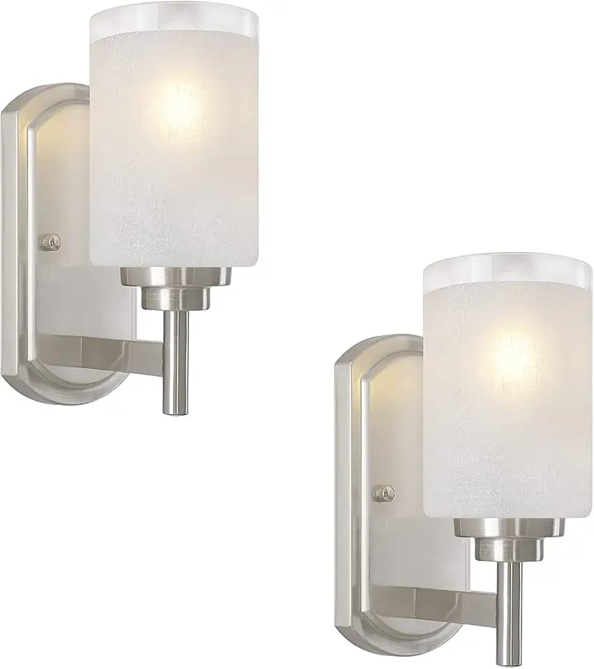 Sconces Wall Lighting, Bathrooom Glass Vanity Light, Brushed Nickel