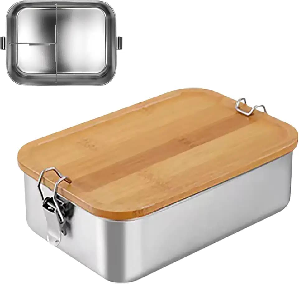 Jauhmui Bento Lunchbox für Erwachsene Kinder Edelstahl Brotdose(1200ML,3)