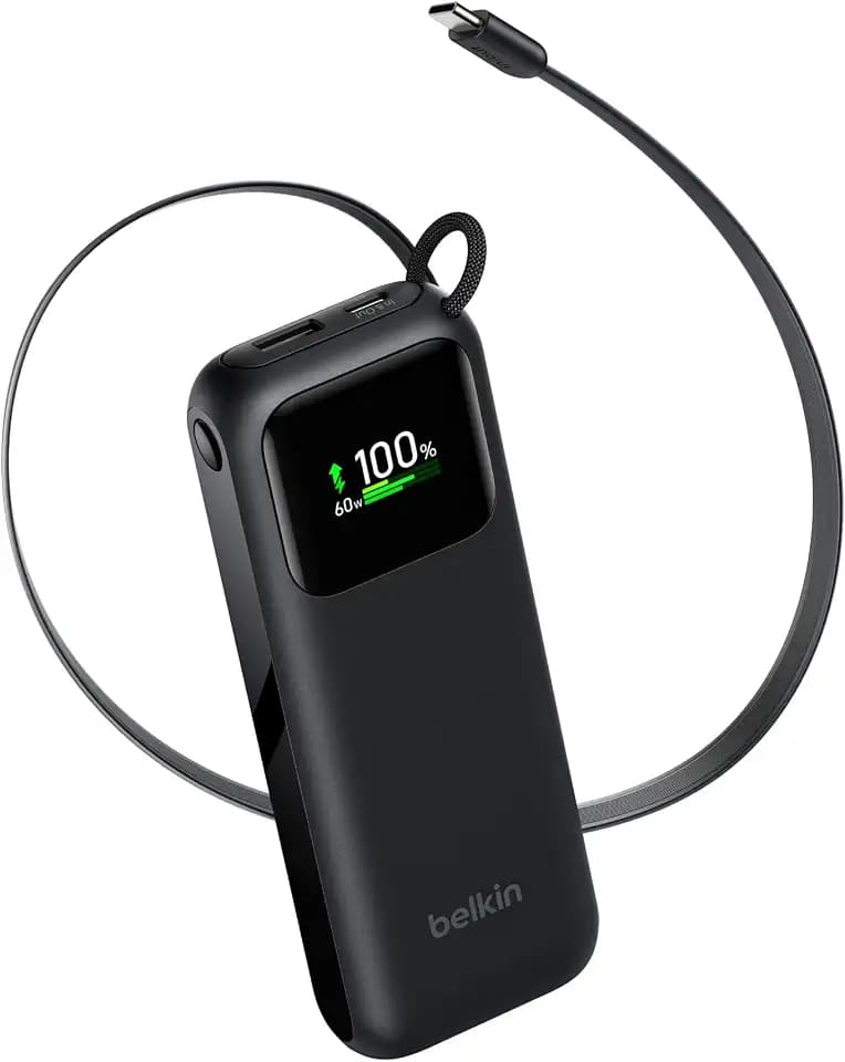 Belkin UltraCharge 11000mAh Power Bank, 60 W, mit Einziehbarem USB-C-Kabel