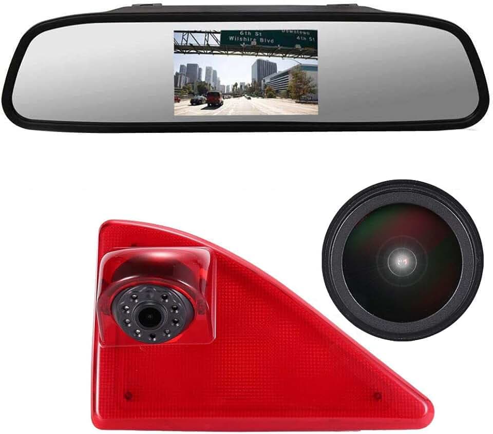 「18mm Linse Top Qualität Rückfahrkamera + 4.3 Zoll Auto Rückspiegel 」Bremsleuchte Bremslicht Auto Dach Rückfahrkamera für Opel/Vauxhall Movano/Renault Master/Nissan NV400