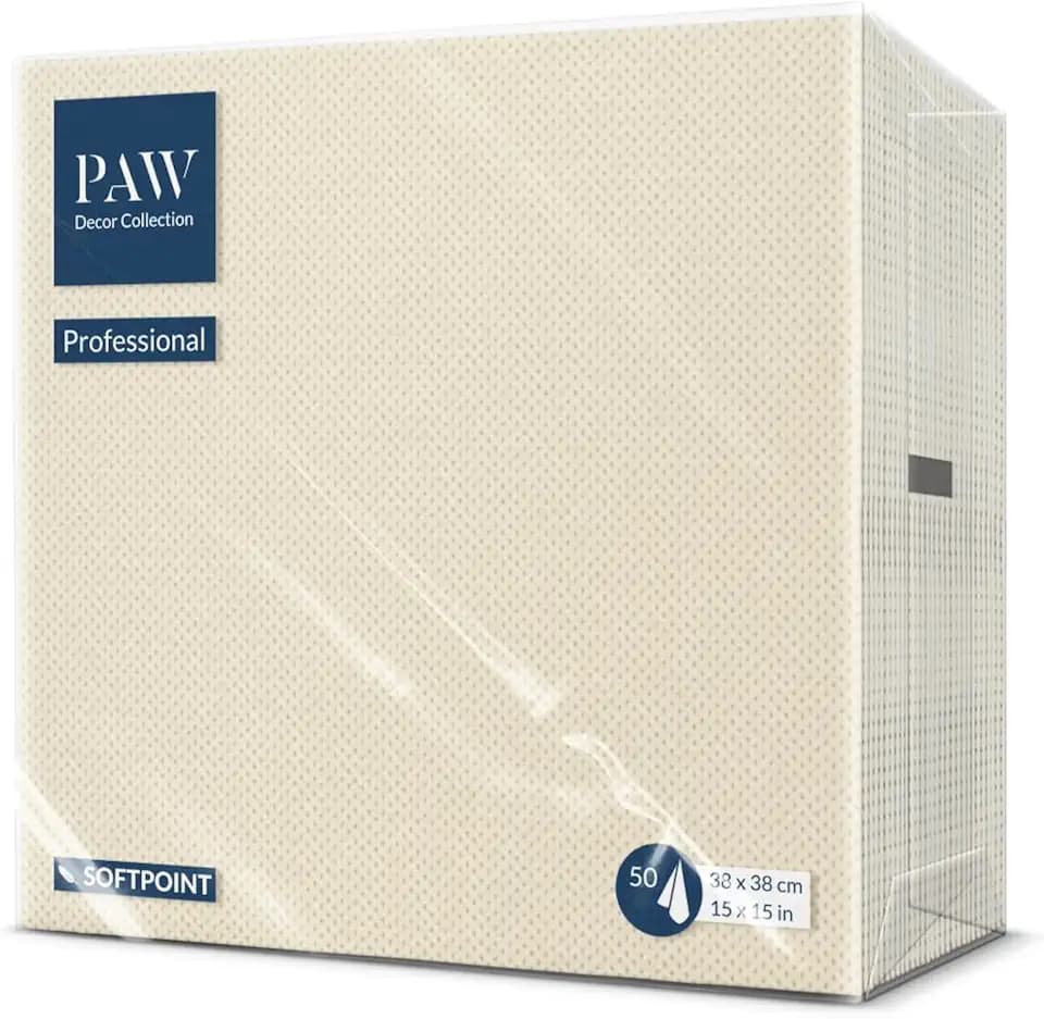 PAW Servietten 38 x 38 cm, 50 Stück Soft Point - Champagner