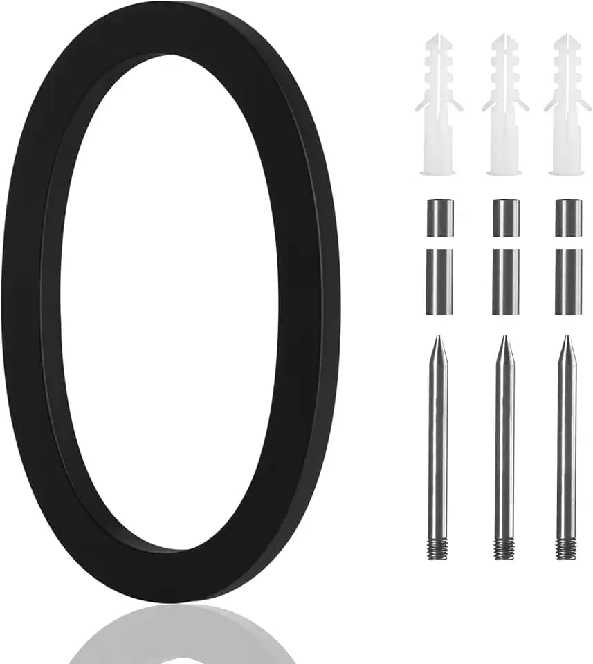 9 Inch House Numbers For Outside Modern,Metal Large Address Numbers For House Matte Black Floating Flush Mount Zinc Alloy Home Address Numbers 0