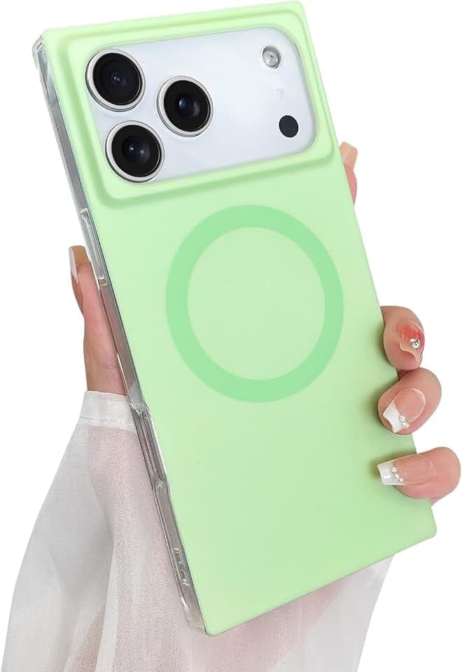 Cute Rectangle Case for iPhone 17 Pro, Light Green