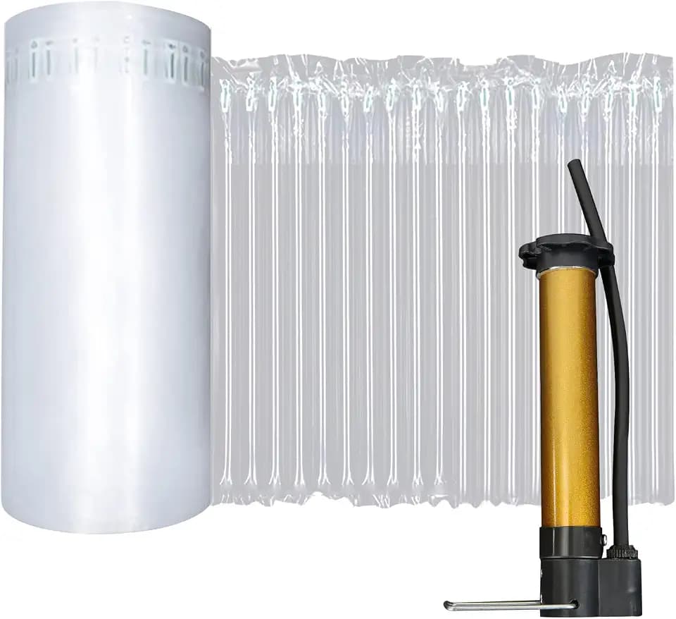 13.7 Inch x 164 Feet Bubble Cushioning Wrap Roll, Large Bubble Air Bubbles for Packaging Moving Shipping Delivering with Free Pump, Inflatable Air Column Bubble Bag Wine Bottle Protector