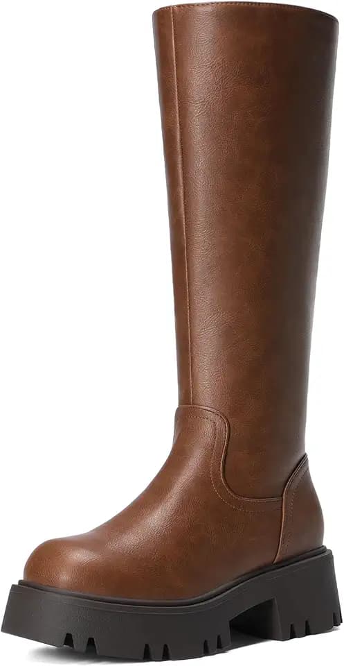 DREAM PAIRS Knee High Platform Chunky Boots for Women