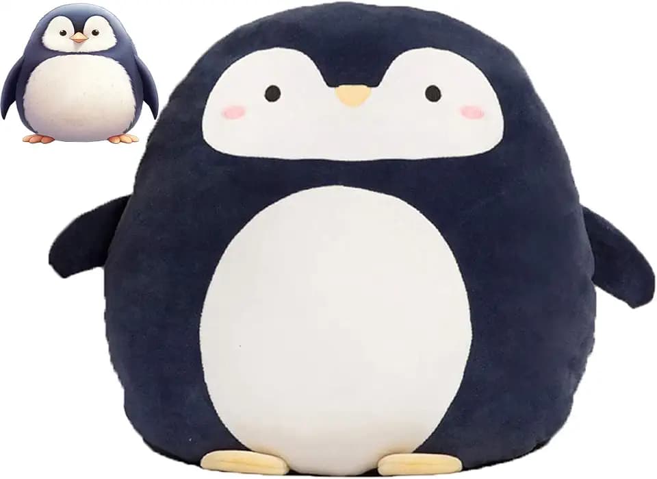 Soft Flat Penguin Plush Hugging Pillow Cute Navy Blue Penguin Stuffed Animal Plushies Toys Kids Anime Cushion for Birthday, Valentine's Day, Christmas...16.5 Inch