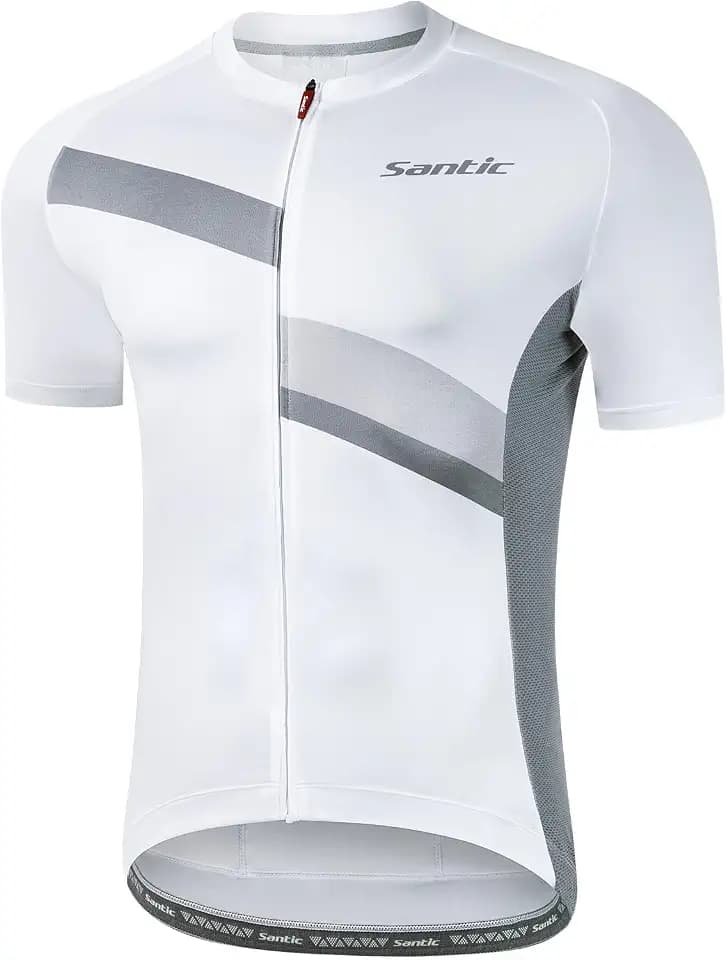 Santic Radtrikot Herren Kurzarm Atmungsaktiv Fahrradtrikot Fahrrad Shirt Mit Rückentaschen Radsport Rennrad MTB Sommer