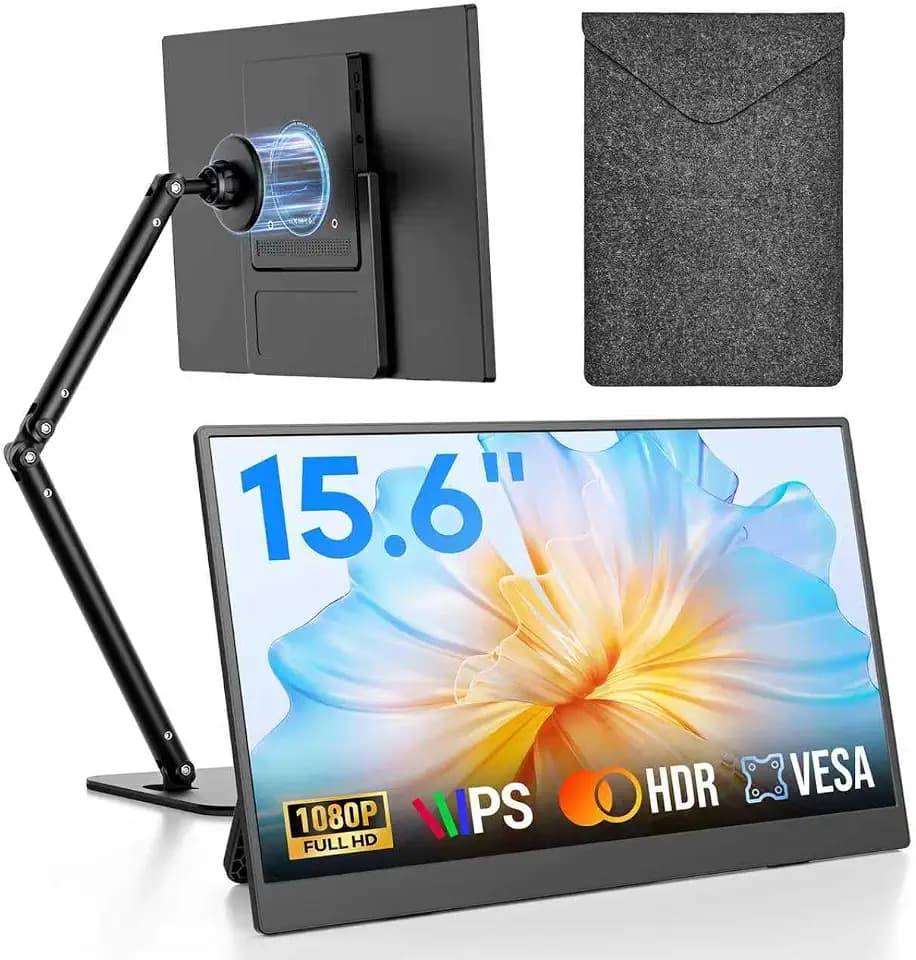 15.6" Portable Monitor with Stand FHD 1080P IPS Travel Monitor for Laptop