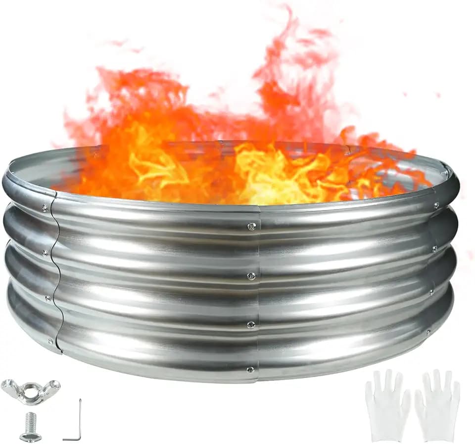 TBMLC 36" Round Galvanized Steel Fire Ring Pit/Raised Garden Bed Kit
