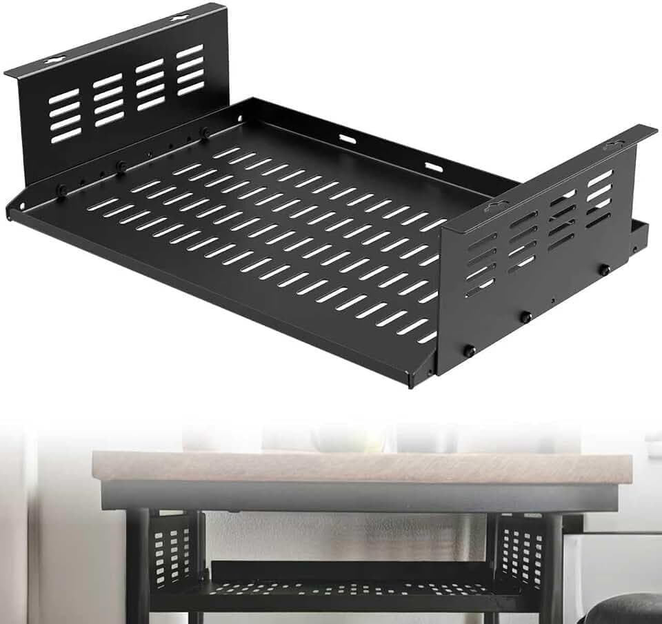 PC Holder Under Desk,Under Desk Computer Mount for Small Form Factor SFF Computers and PCs,Compatible with PlayStation 4, PS4 Slim, PS4 Pro,Gaming UnderDesk L17.3 x H 4" x D 12"